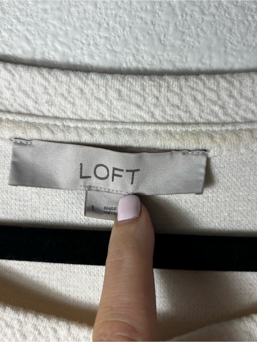 LOFT Large Ivory Textured Knit Puff Sleeve Top Keyhole Back Blouse - Picture 4 of 6